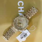 Michael Kors Lexington Chronograph Gold Dial Gold Steel Strap Watch For Men - MK8579