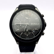 Hugo Boss Velocity Chronograph Black Dial Black Rubber Strap Watch for Men - 1513720