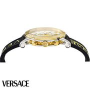 Versace Sports Tech Chronograph Silver Dial Black Rubber Strap Watch for Women - VELT00519