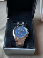 Emporio Armani Renato Chronograph Blue Dial Silver Steel Strap Watch For Men - AR11528