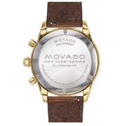 Movado Heritage Chronograph Green Dial Brown Leather Strap Watch For Men - 3650062