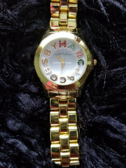Marc Jacobs Rivera White Dial Gold Steel Strap Watch for Women - MBM3137
