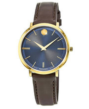 Movado Ultra Slim Blue Dial Brown Leather Strap Watch For Women - 0607092