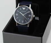 Emporio Armani Kappa Quartz Blue Dial Blue Leather Strap Watch For Women - AR11012