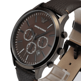 Emporio Armani Sportivo Chronograph Black Dial Brown Leather Strap Watch For Men - AR2462