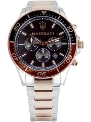 Maserati SFIDA Chronograph Black Dial Two Tone Steel Strap Watch For Men - R8873640009