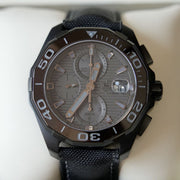 Tag Heuer Aquaracer Automatic Chronograph Special Edition Titanium Grey Dial Black Leather Strap Watch for Men - CAY218B.FC6370