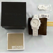 Michael Kors Runway White Ceramic Dial White Steel Strap Watch for Women - MK5161
