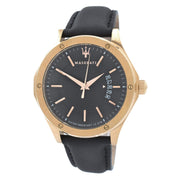 Maserati Circuito Black Dial Black Leather Strap Watch For Men - R8851127001