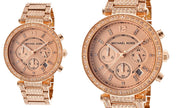 Michael Kors Uptown Glam Parker Chronograph Rose Gold Dial Steel Strap Watch for Women - MK5663