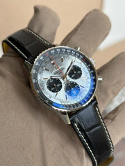 Breitling Navitimer B01 Chronograph 43 Blue Dial Black Leather Strap Watch for Men - AB0138241C1P1