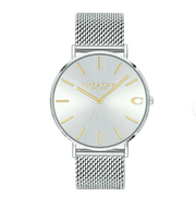 Coach Charles Silver Dial Silver Mesh Bracelet Watch for Men - 14602439