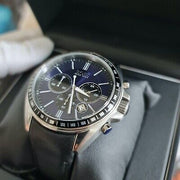 Hugo Boss Driver Sport Chronograph Blue Dial Black Leather Strap Watch for Men - 1513077