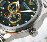 Emporio Armani Meccanico Automatic Green Dial Silver Steel Strap Watch For Men - AR60053