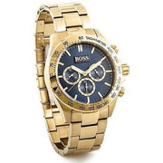 Hugo Boss Ikon Chronograph Blue Dial Gold Steel Strap Watch for Men - 1513340