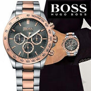 Hugo Boss Ikon Chronograph Grey Dial Two Tone Steel Strap Watch for Men - 1513339