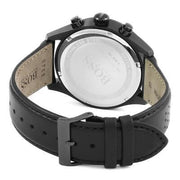 Hugo Boss Grand Prix Chronograph Black Dial Black Leather Strap Watch for Men - 1513474