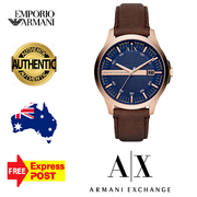 Armani Exchange Hampton Chronograph Blue Dial Brown Leather Strap Watch For Men - AX2172