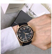 Emporio Armani Sport Quartz Black Dial Black Rubber Strap Watch For Men - AR11101