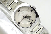 Gucci GG2570 White Dial Silver Steel Strap Watch For Women - YA142502