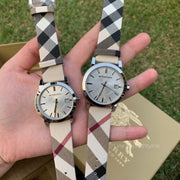 Burberry The City White Dial Brown Leather Strap Watch for Women - BU9113