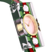 Gucci Vintage Web Pink Mother of Pearl Dial Two Tone Plastic Strap Watch For Women - YA143525
