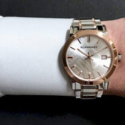 Burberry The City White Dial Two Tone Steel Strap Watch for Women - BU9006