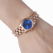 Marc Jacobs Henry Dinky Blue Dial Rose Gold Steel Strap Watch for Women - MBM3204