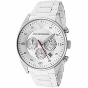 Emporio Armani Sport Chronograph White Dial White Silicone Strap Watch For Men - AR5859