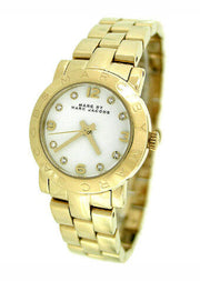 Marc Jacobs Mini Amy White Dial Gold Steel Strap Watch for Women - MBM3057
