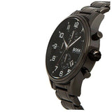 Hugo Boss Aeroliner Chronograph Black Dial Black Steel Strap Watch for Men - 1513180