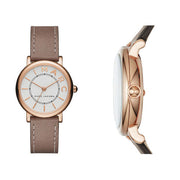 Marc Jacobs Roxy White Dial Light Brown Leather Strap Watch for Women - MJ1538