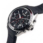 Hugo Boss Driver Chronograph Black Dial Black Leather Strap Watch for Men -1513087