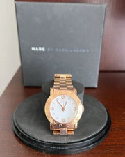 Marc Jacobs Amy White Dial Rose Gold Steel Strap Watch for Women - MBM3077