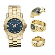 Marc Jacobs Amy Blue Dial Gold Steel Strap Watch for Women - MBM3166