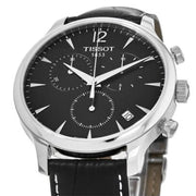 Tissot T Classic Tradition Chronograph Black Dial Black Leather Strap Watch For Men - T063.617.16.057.00
