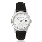 Burberry The City White Dial Black Leather Strap Watch for Men - BU9008