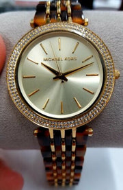Michael Kors Darci Gold Dial Brown Two Tone Steel Strap Watch for Women - MK4326