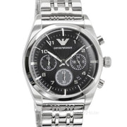 Emporio Armani Franco Black Dial Silver Steel Strap Watch For Men - AR0373