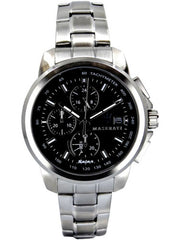 Maserati Successo Solar Edition Black Dial Silver Steel Strap Watch For Men - R8873645003