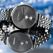 Emporio Armani Gianni T Bar Analog Black Dial Black Steel Strap Watch For Men - AR11299