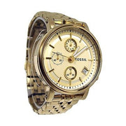 Fossil Boyfriend Chronograph Gold Dial Gold Steel Strap Watch for Women - ES2197