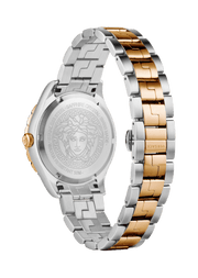 Versace Hellenyium GMT Black Dial Two Tone Steel Strap Watch for Men - V11040015