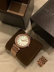 Michael Kors Darci Mother of Pearl Dial Rose Gold Steel Strap Watch for Women - MK3220