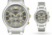 Emporio Armani Quartz Grey Dial Silver Steel Strap Watch For Men - AR11047