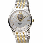 Tissot Tradition Powermatic 80 Open Heart Silver Dial Two Tone Steel Strap Watch For Men - T063.907.22.038.00