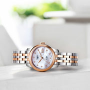 Tissot Le Locle Automatic Diamonds Mother of Pearl White Dial Two Tone Steel Strap Watch For Women - T006.207.22.116.00