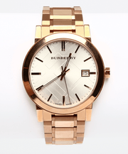 Burberry The City White Dial Rose Gold Steel Strap Watch for Women - BU9004