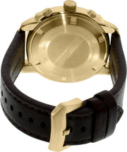 Emporio Armani Sportivo Chronograph Gold Dial Brown Leather Strap Watch for Men - AR6062