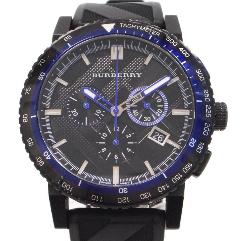 Burberry The City Chronograph Black Dial Black Rubber Strap Watch